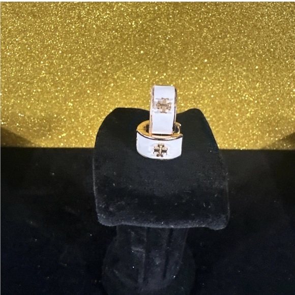 Tory Burch White and Gold Enamel Earrings - Picture 4 of 7